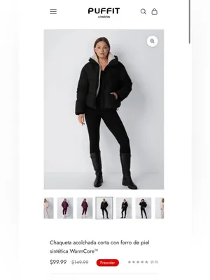 PUFFIT Women's Black Hooded Puffer Jacket - Cozy Short Winter Coat thumbnail 4