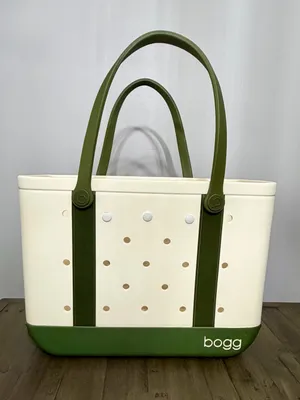 NWT Original Bogg Bag Academy Moss Cream Olive Green Large Tote Sold Out thumbnail 6