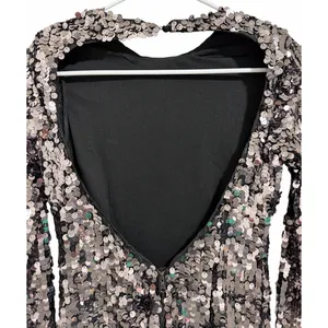 Bardot Valentina Sequin Long-Sleeve Mini Dress Smoke Women's‎ Size XS/2 thumbnail 4