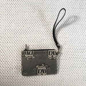 Dooney & Bourke Vtg Black Signature DB Crest Wristlet Coin Purse Wallet Keychain thumbnail 3