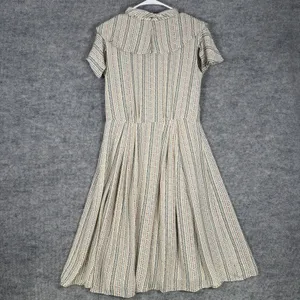Brooks Brothers Size-6 Womens Midi Shirt Dress Silk Floral Ruffle Cream thumbnail 3