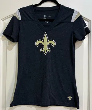 Nike Women's Black & Gold New Orleans Saints Fleur-de-Lis V-Neck Tee thumbnail 1