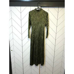 Petersyn Womens XS Zuma Maxi Dress Green Black Satin Print Mock Neck Long Sleeve thumbnail 4