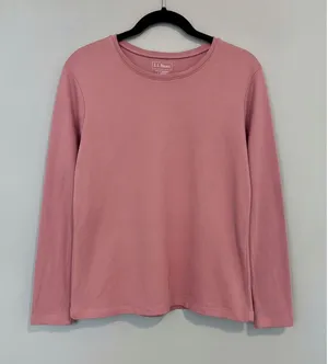L.L.Bean Women’s Large Pink 100% Cotton Long Sleeve Crew Neck Shirt Top thumbnail 1