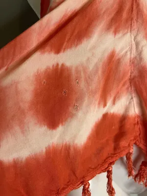 Mimi Shirt Womens Large Red White Tie Dye Cami Tassel Fringe Handkerchief Boho thumbnail 4