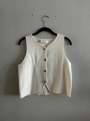 The native one white vest top silver organic buttons thumbnail 4