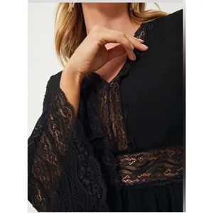 NEW Tuckernuck Hyacinth House Lydia Black Lace Maxi Dress with Bell Sleeves XS thumbnail 3
