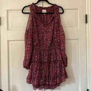 MISA Los Angeles Yesenia‎ Mini Dress Floral Tassle Cold Shoulder Cottagecore XS thumbnail 8