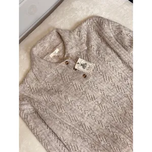 NWT Easel Los Angeles Pointelle Knit Polo Sweater Oatmeal Beige Wool Blend Large thumbnail 5