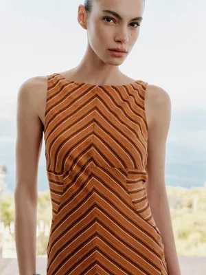 ZARA Sleeveless Striped Midi Dress thumbnail 4