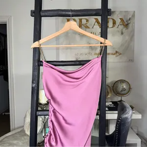 ASTR The Label Trista Satin Mini Dress in Mauve Pink with Gold Chain Straps thumbnail 6