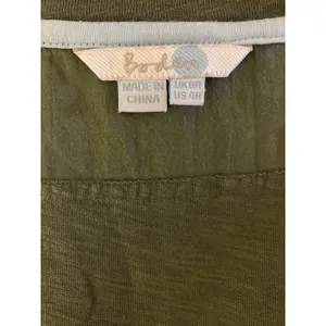 Boden Olive Green V Neck Drawstring Slub Cotton Mini T Shirt Dress Coastal 4R thumbnail 4