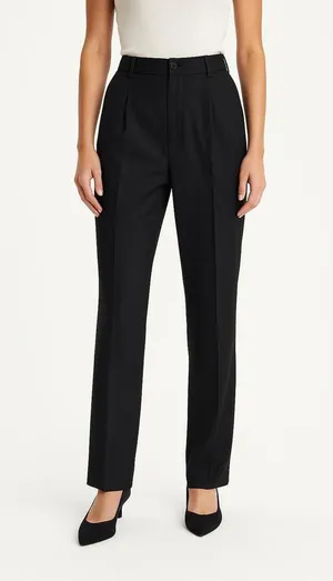 Abercrombie & Fitch Black Pleated High Waisted Straight Leg Trousers Size 30 10 thumbnail 3