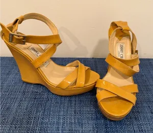 Jimmy Choo Mustard Wedge Sandals thumbnail 1