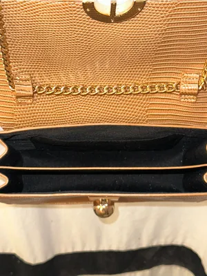 ASOS Brown Faux Leather/Crocodile Crossbody Bag with Gold Chain Strap thumbnail 3