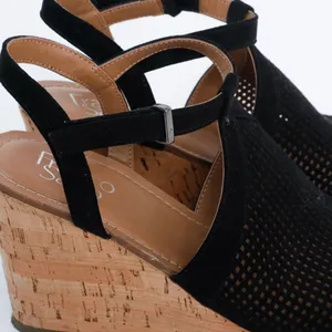Franco Sarto Black Mesh Wedge Sandals Size 7.5 thumbnail 9