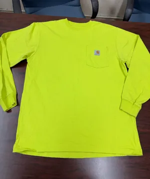 Carhartt Mens Long Sleeve Original Fit Pocket Tee Lime Colored Size Medium thumbnail 1