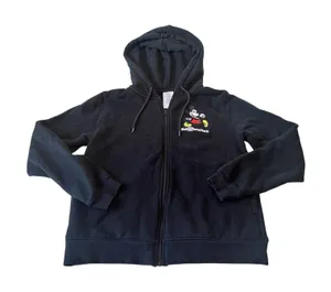 Disney Walt Disney World Mickey Mouse Full Zip Hoodie Black Womens Small‎ S thumbnail 1