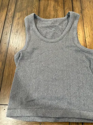 Source Unknown Heather Gray Ribbed Tank Top athleisure thumbnail 2