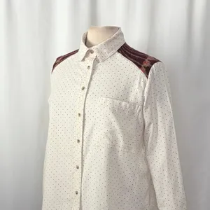 FREE PEOPLE Mixed Media Sage Buttondown Shirt Wool Western Polka Dot‎ Medium thumbnail 8