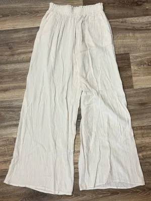 NEW Miou Muse Wide Leg Gauze Pants Cream Women’s Medium thumbnail 1