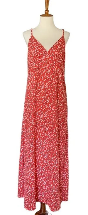 Blues & Greys Mini Floral Print Slip‎ Dress Size Medium Red White thumbnail 1