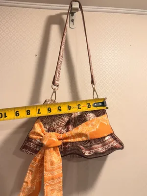 NWOT Free People Brown Bandana-Print Shoulder Bag with Orange Scarf Tie thumbnail 7