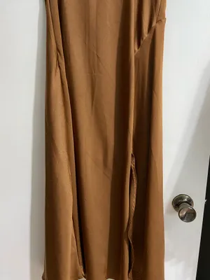 Chocolate maxi dress with ruffle sleeves thumbnail 3