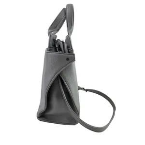 Matt & Nat Gray Pebbled Laptop Zip Crossbody Tote Shopper Messenger Handbag OS thumbnail 2