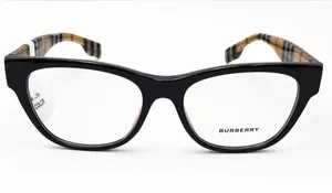 Burberry Black Cat-Eye Glasses with Signature Check Temples thumbnail 1