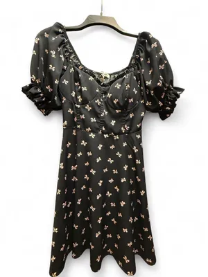 Black mini dress with pink bow decals Size M thumbnail 1
