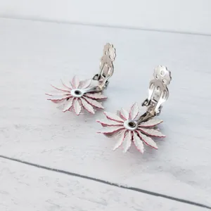 Vintage Clip On Earrings Red, White, Blue Statement Flower thumbnail 9