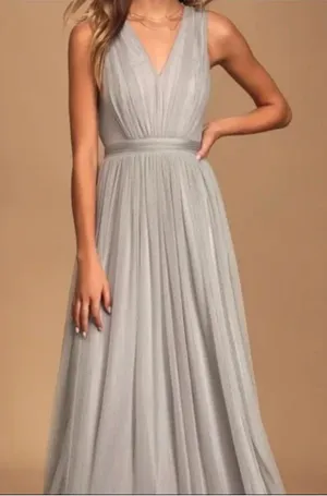 NWT Lulus How Charming Light Grey Swiss Dot Sheer Overlay Maxi Dress sz. 1X thumbnail 1