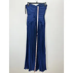 Lulus Elkay Navy Blue Pleated Satin Drop Waist Maxi Dress Formal Glam XS NWT thumbnail 9