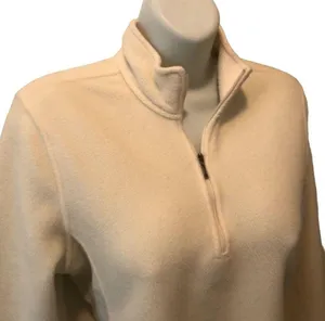 L.L. Bean Fleece Quarter Zip Jacket Winter White Ivory Sz. S Stretch Lounge Cozy thumbnail 4