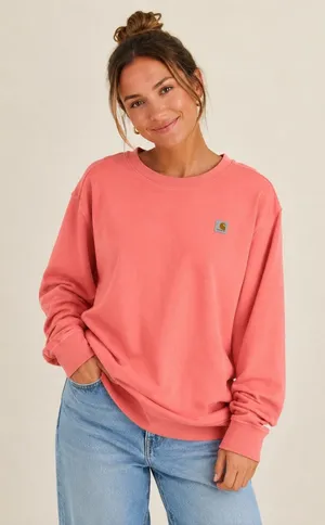 Carhartt Womens TS6179-W Coral Pink Tencel Fiber Series Relaxed Sweatshirt 2X thumbnail 1