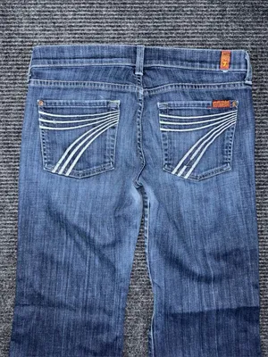 7 For All Mankind Dojo Low Rise Trouser Flare Leg Jeans 28 (30x30) USA Made flaw thumbnail 10