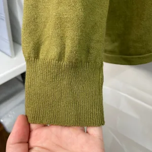 Women's green crewneck soft knit striped cotton blend grunge y2k‎ sweater small thumbnail 2