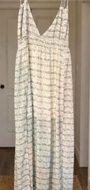 Blush Green and white striped tie dye maxi dress thumbnail 1