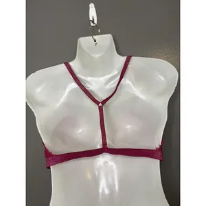 Free People Bralette Bra Womens M Pink Lace Sheer Mesh V Neck Strappy Wireless thumbnail 4