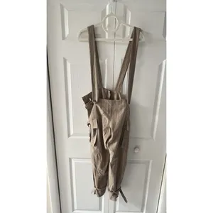 MARNI pinstripe Cargo Suspender Overall Sz 44 / 8 Pecan Vanilla Cashmere‎ Wool thumbnail 4