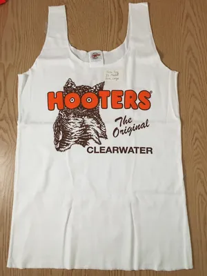 Hooters New Girl Rare Uniform Tank Faded Tag Clearwater Florida Faded Size Tag Size Large thumbnail 1