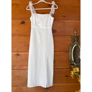 Lulus Romantic Celebration White Tie-Strap Bodycon Midi Dress Party Medium thumbnail 2