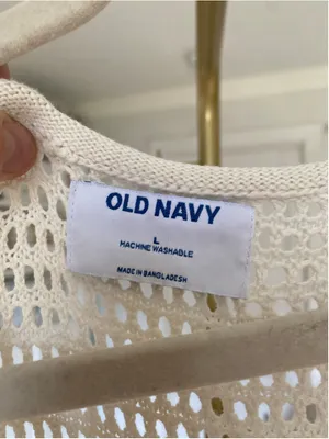 Old Navy Ivory Crochet Maxi Swim Cover Up Coastal Vaca Island Nautical Fishnet L thumbnail 6