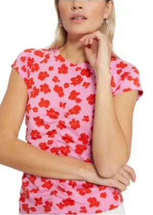 Sanctuary Hold Me Tight Floral Print Tee Cherry Kiss Pink Short Sleeve Top SZ S thumbnail 1
