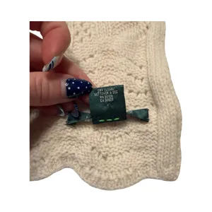 Lauren Ralph Lauren Cream Lambswool Rabbit Hair Cable Knit Scarf Scalloped Edge thumbnail 3