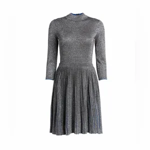 Ted Baker London Gunmetal Noaleen Metallic Stretch Mini Pleated Dress Size 0 thumbnail 2
