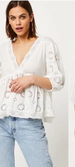 Free People Costa Eyelet Top Sz S thumbnail 1