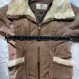 Big Chill Vintage Brown Corduroy Sherpa Collar Jacket Size L thumbnail 4