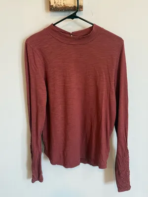Free People We The Free Hooked On You Cuff Long Sleeve Tee in Burgundy thumbnail 3
